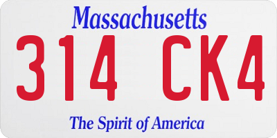 MA license plate 314CK4