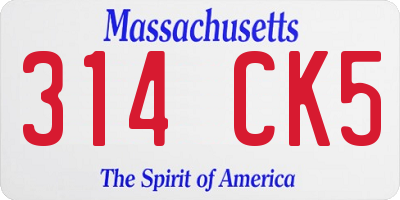 MA license plate 314CK5