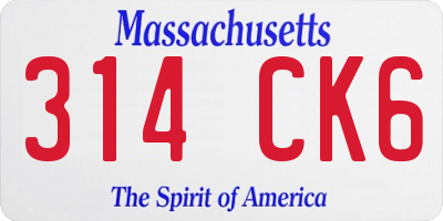 MA license plate 314CK6