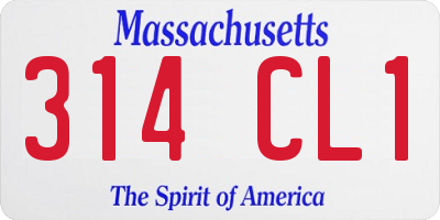 MA license plate 314CL1