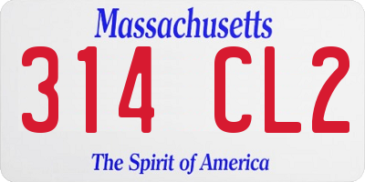 MA license plate 314CL2