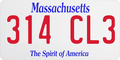 MA license plate 314CL3