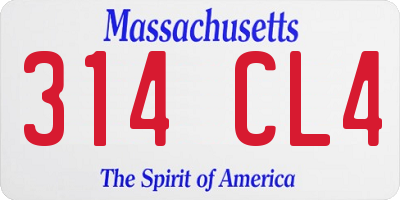 MA license plate 314CL4