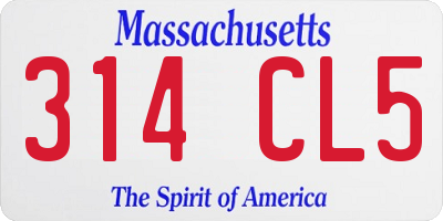 MA license plate 314CL5
