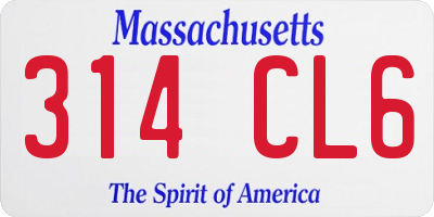 MA license plate 314CL6