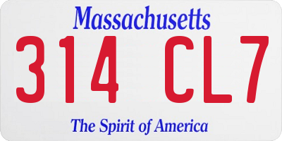 MA license plate 314CL7