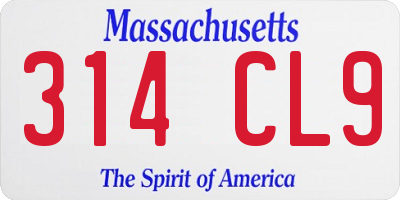 MA license plate 314CL9