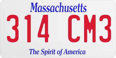 MA license plate 314CM3