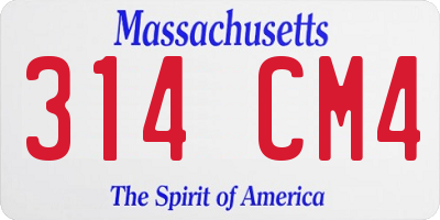 MA license plate 314CM4