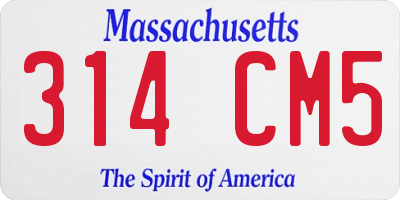 MA license plate 314CM5