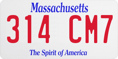 MA license plate 314CM7