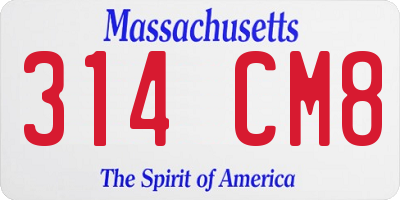 MA license plate 314CM8