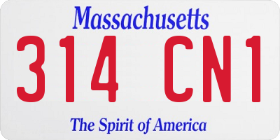 MA license plate 314CN1