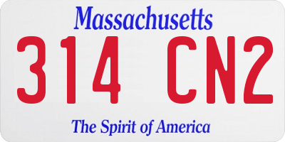 MA license plate 314CN2