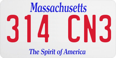 MA license plate 314CN3