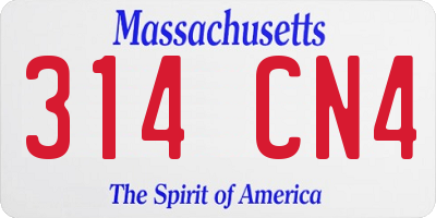MA license plate 314CN4