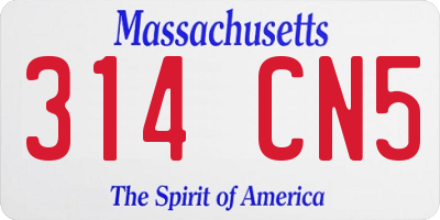 MA license plate 314CN5
