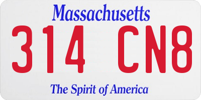 MA license plate 314CN8