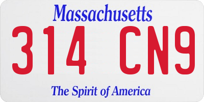 MA license plate 314CN9