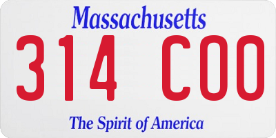 MA license plate 314CO0