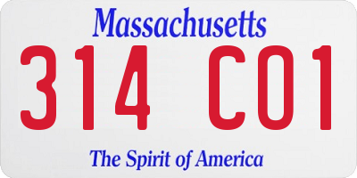 MA license plate 314CO1