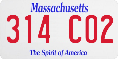 MA license plate 314CO2