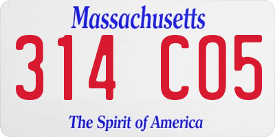 MA license plate 314CO5