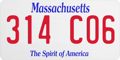 MA license plate 314CO6