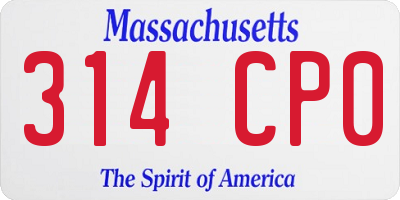 MA license plate 314CP0