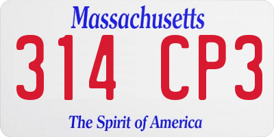 MA license plate 314CP3