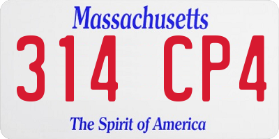 MA license plate 314CP4