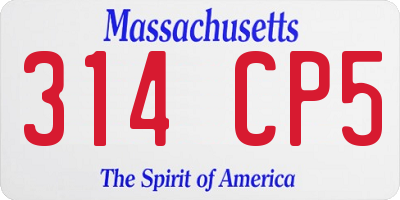 MA license plate 314CP5