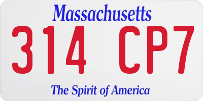 MA license plate 314CP7