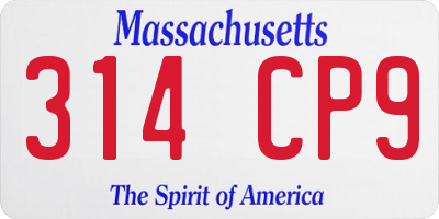 MA license plate 314CP9