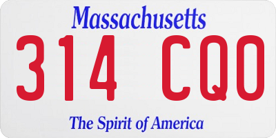 MA license plate 314CQ0