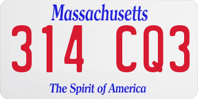 MA license plate 314CQ3