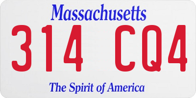MA license plate 314CQ4