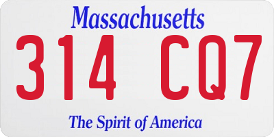 MA license plate 314CQ7