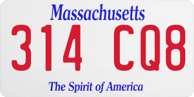 MA license plate 314CQ8