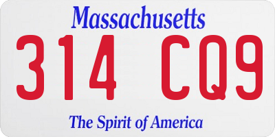 MA license plate 314CQ9