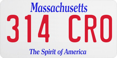 MA license plate 314CR0