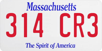 MA license plate 314CR3