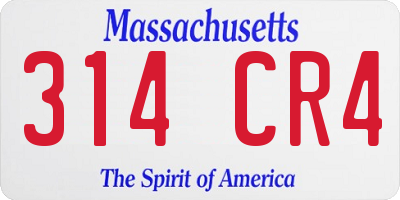 MA license plate 314CR4