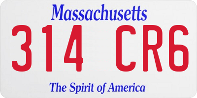 MA license plate 314CR6