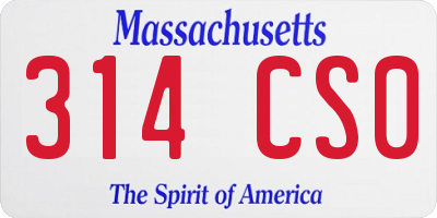 MA license plate 314CS0