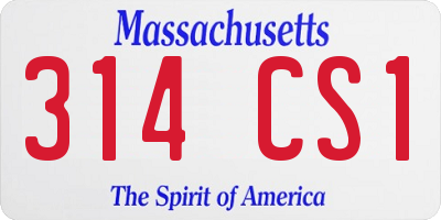 MA license plate 314CS1