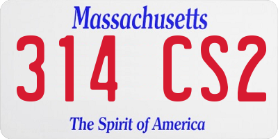 MA license plate 314CS2
