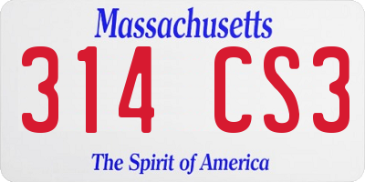MA license plate 314CS3