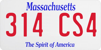 MA license plate 314CS4