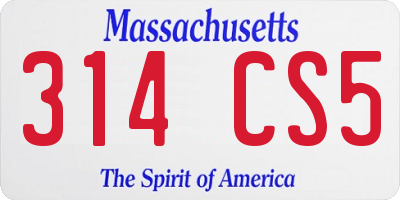MA license plate 314CS5